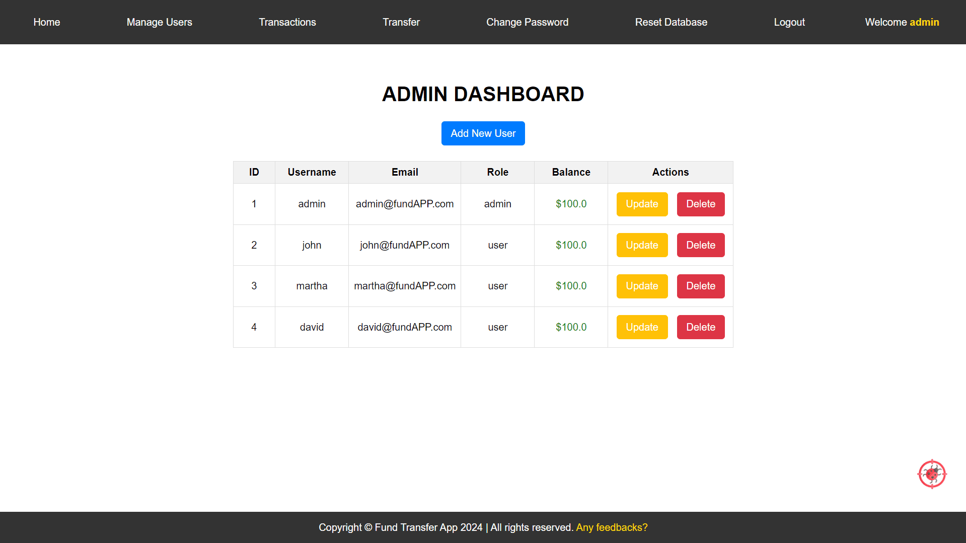 Vulnerable Fund Transfer App